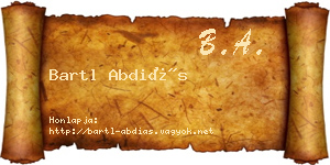 Bartl Abdiás névjegykártya